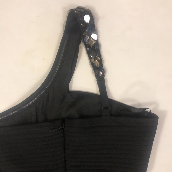 BCBG XS Dress Maxi Black Jewel Strap Back Zipper Front Slit Excellent Condition - Picture 2 of 9